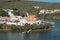 Sea gulf and country houses ashore. Mahon, Menorca, Spain