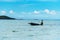 Sea gypsy or bajau laut people paddling a boat