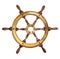 Sea helm, steering wheel, ocean vessel, part of a sailboat.Watercolor illustration