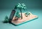 sea holiday mock palm cyber creative phone summer sand concept up. Generative AI.