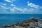 Sea Horizon from Rock Rough Coast Clouds Blue Sky Landscape