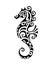 Sea horse vector illustration maori style tattoo. Stylized graphic seahorse.