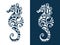 Sea horse vector illustration maori style tattoo. Stylized graphic seahorse.