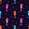 Sea horses seamless pattern.