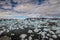 A sea of ice burgs dance around Jokulsarlon Lagoon in Iceland