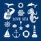 Sea icons cartoon set