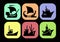 In the sea. Icons with images of various ships.