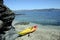 Sea kayak in Embiez island landscape, France