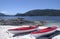 Sea kayaks on an isolated west coast beach