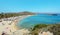 Sea lagoon and Vai sandy beach at the eastern part of Crete island near Sitia town