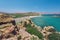 Sea lagoon and Vai sandy beach at the eastern part of Crete island near Sitia town
