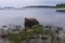 sea lake landscape stone water grass sky clouds coast north