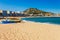 Sea landscape in Blanes, Catalonia, Spain near of Barcelona. Scenic town with nice sand beach and clear blue water in beautiful