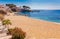 Sea landscape with Calella de Palafrugell, Catalonia, Spain near of Barcelona. Scenic fisherman village with nice sand beach and