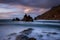 sea landscape, dynamic sunset over the ocean. Benijo in Tenerife