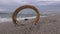 Sea landscape through empty round oval frame