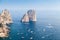 Sea landscape. Faraglioni rocks of Capri island