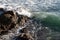 Sea landscape from Farol da Barra beach in Salvador, on a sunny day