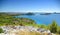 Sea landscape with islands and old town, Croatia