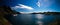 Sea landscape of Nusfjord village and harbour at flakstadoya Island , Lofoten , Norway