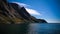 Sea landscape of Nusfjord village and harbour at flakstadoya Island , Lofoten , Norway