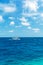 Sea landscape with a traditional Dhoni boat and the clouds, Maldives