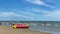 Sea landscape where people come to play water activities on a clear day in Thailand.