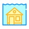 Sea level rise color icon vector illustration