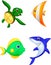 Sea life cartoon set