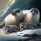 Sea Lion Family. Generative AI