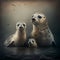 Sea Lion Family. Generative AI