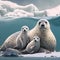 Sea Lion Family. Generative AI