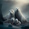 Sea Lion Family. Generative AI