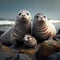 Sea Lion Family. Generative AI