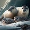 Sea Lion Family. Generative AI