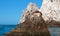 Sea Lion sunning and lounging on Pinnacle rock at Lands End at Cabo San Lucas Baja California Mexico