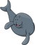 Sea Lion Swimming Cartoon Color Illustration