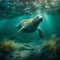 Sea Lion Underwater. Generative AI