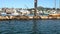 Sea lions lounge on a floating dock in the middle of the Morro Bay harbor, California