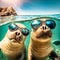 sea lions in sunglasses taking a selfie, generative AI