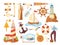 Sea marine and ocean elements collection, nautical vector illustrations icons set. Marine adventure equipment.