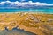 Sea marshes and shallow sand beach of Nin aerial view