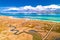 Sea marshes and shallow sand beach of Nin aerial view