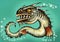 Sea monster water dragon fish mutant. Scary deep demon. Color illustration.