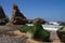 Sea moss rocks at beach. Cabo da Roca.