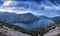 Sea mountain panorama view on Boka-Kotorska bay at twilight