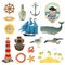 Sea Nautical Decorative Elements Set