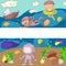 Sea and ocean adventure Kindergarten, preschool, school children. Kids aquapark. Underwater. Mermaid, octopus, fishes