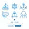 Sea and ocean journey thin line icons set