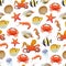 Sea And Ocean Life Seamless Pattern